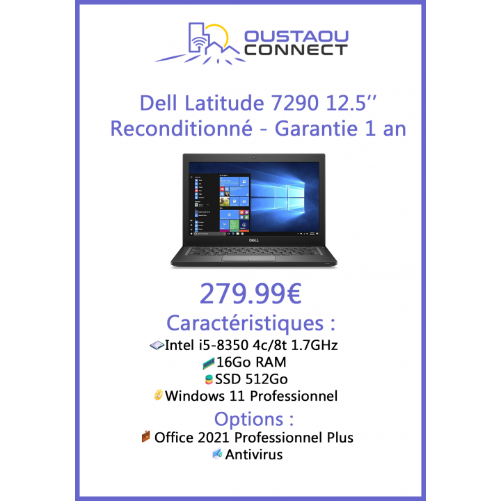 Dell Latitude 7290 i5 16 Go 512Go - Bon état