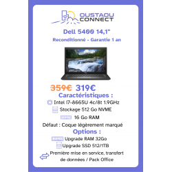 Dell Latitude 5400 14,1" – i7-8665U | 16 Go RAM | 512 Go SSD NVMe | Reconditionné