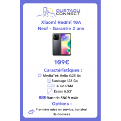 Xiaomi Redmi 10A – 128 Go | 4 Go RAM | Écran 6,53" | Helio G25