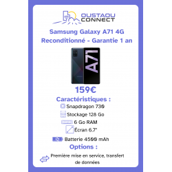 Samsung Galaxy A71 – 128 Go | 6 Go RAM | Écran 6,7" Super AMOLED | Snapdragon 730