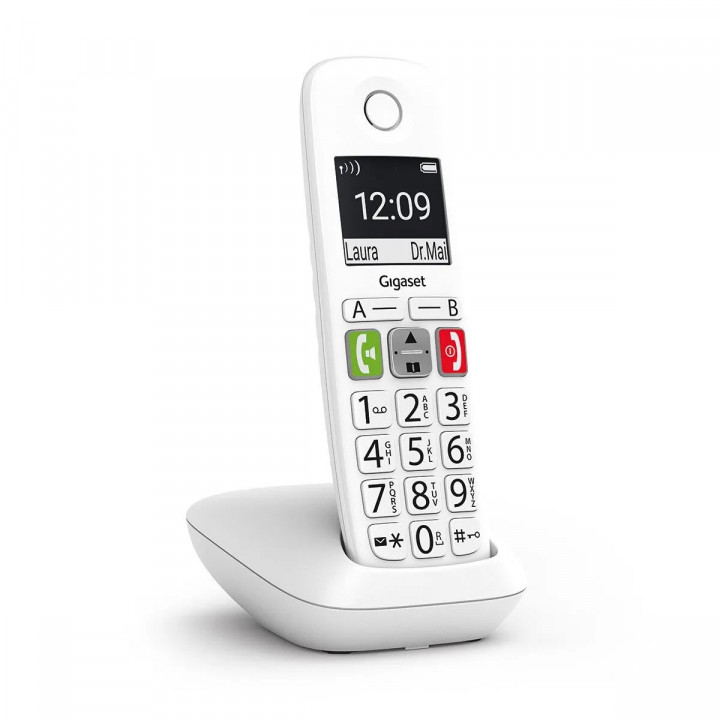 Téléphone Sans Fil Gigaset E290 – Blanc | Grosses Touches | Son Amplifié | Sans Répondeur