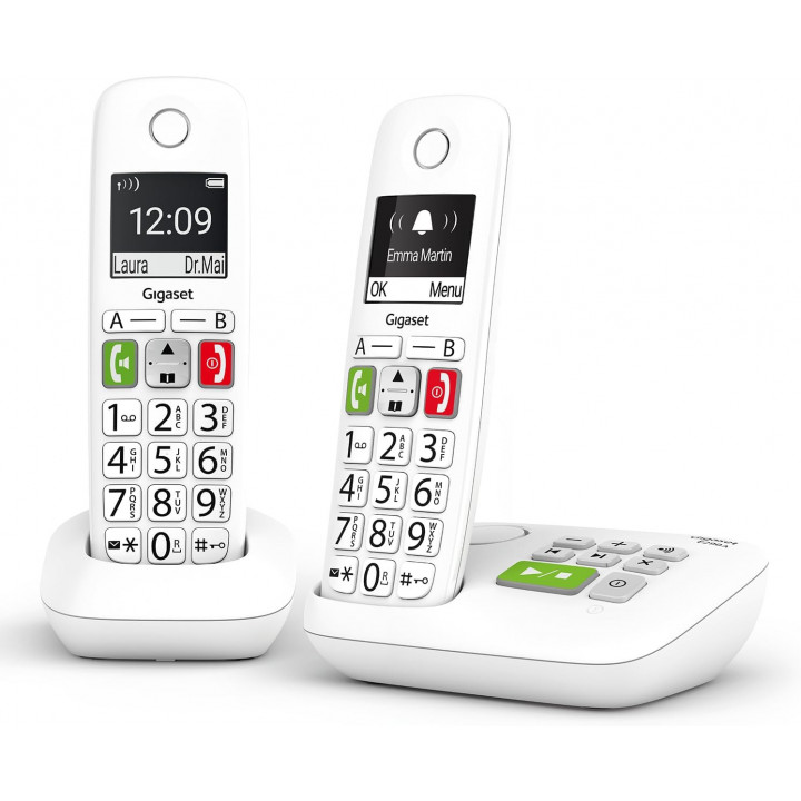 Téléphone Sans Fil Gigaset E290A Duo – Blanc | Grosses Touches | Avec Répondeur