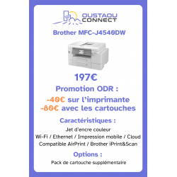 Brother MFC-J4540DW – Imprimante jet d’encre Wi-Fi + Pack cartouches LC426 | Jusqu’à 80 € remboursés (ODR)