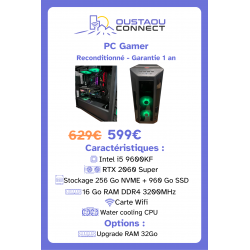 PC Gamer Reconditionné – i5 9600KF | RTX 2060 Super | 16 Go RAM | SSD 1,2 To | Watercooling