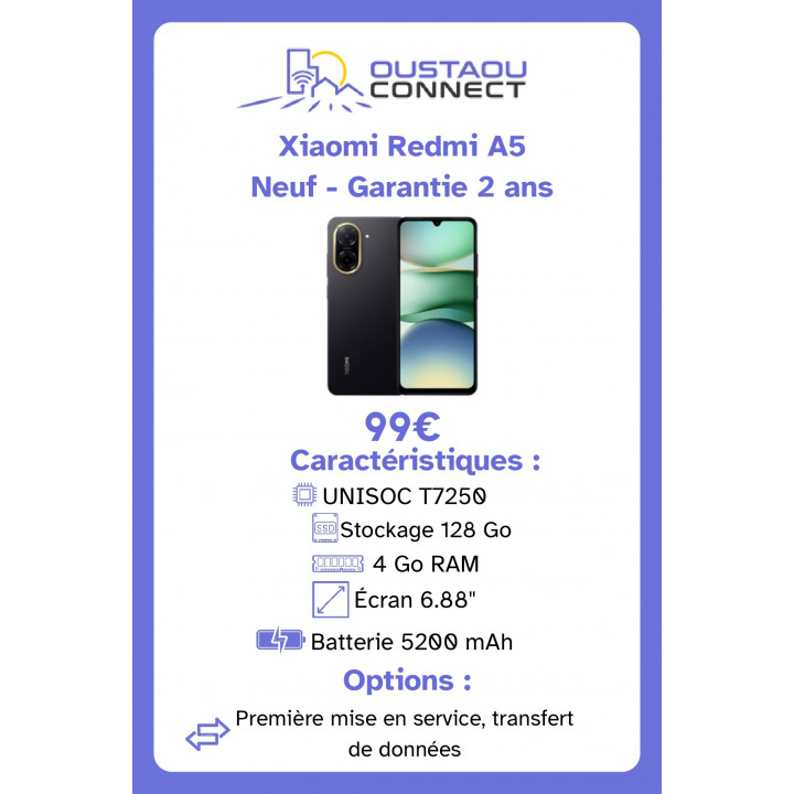 Xiaomi Redmi A5 – 4 Go RAM | 128 Go Stockage