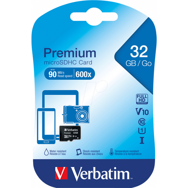 Carte mémoire 32Go Micro SD Verbatim Premium