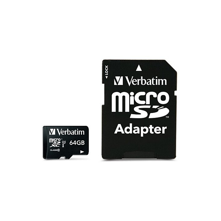 Carte mémoire 64Go Micro SD Verbatim Premium avec adaptateur