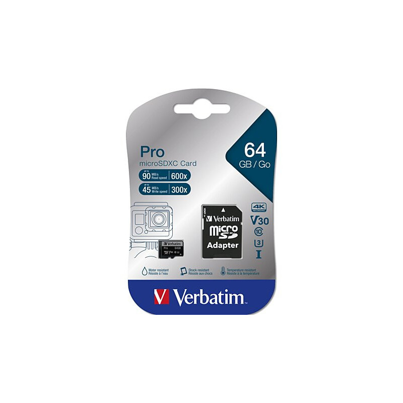 Carte mémoire 64Go Micro SD Verbatim Premium avec adaptateur