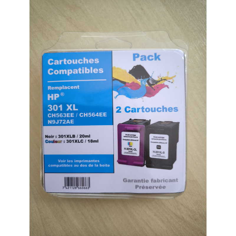 Pack de 2 cartouches générique HP 3XX XL (301, 302, 303, 304, 305)