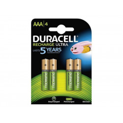 4 piles rechargeables Duracell AAA Micro 900mAh