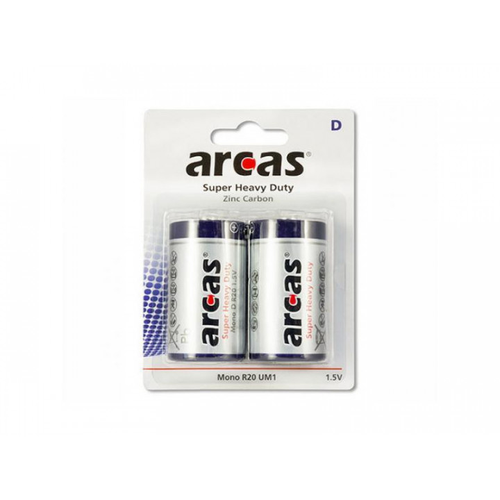 ARCAS Pack de 2 piles Super Heavy Duty Mono D LR20